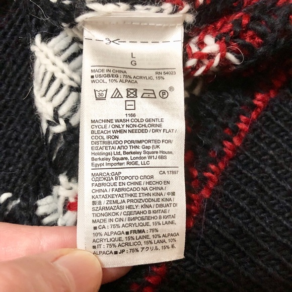NWT - Gap Women’s Soft Dressy Navy Blue, Red, and White L/S Crewneck Sweater - L - Picture 14 of 14